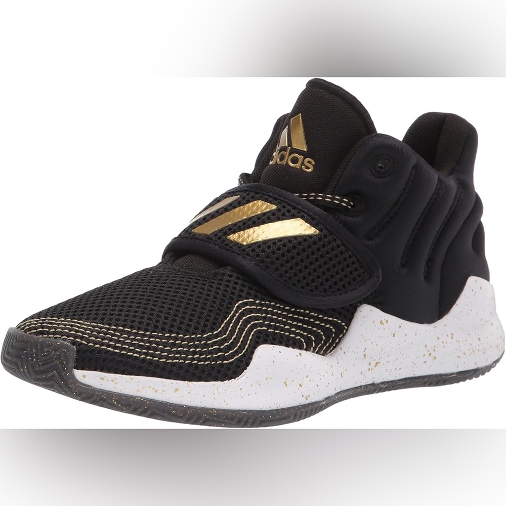 Adidas Deep Threat Basketball Shoes Kids Size 6 Black Gold Strap Lace